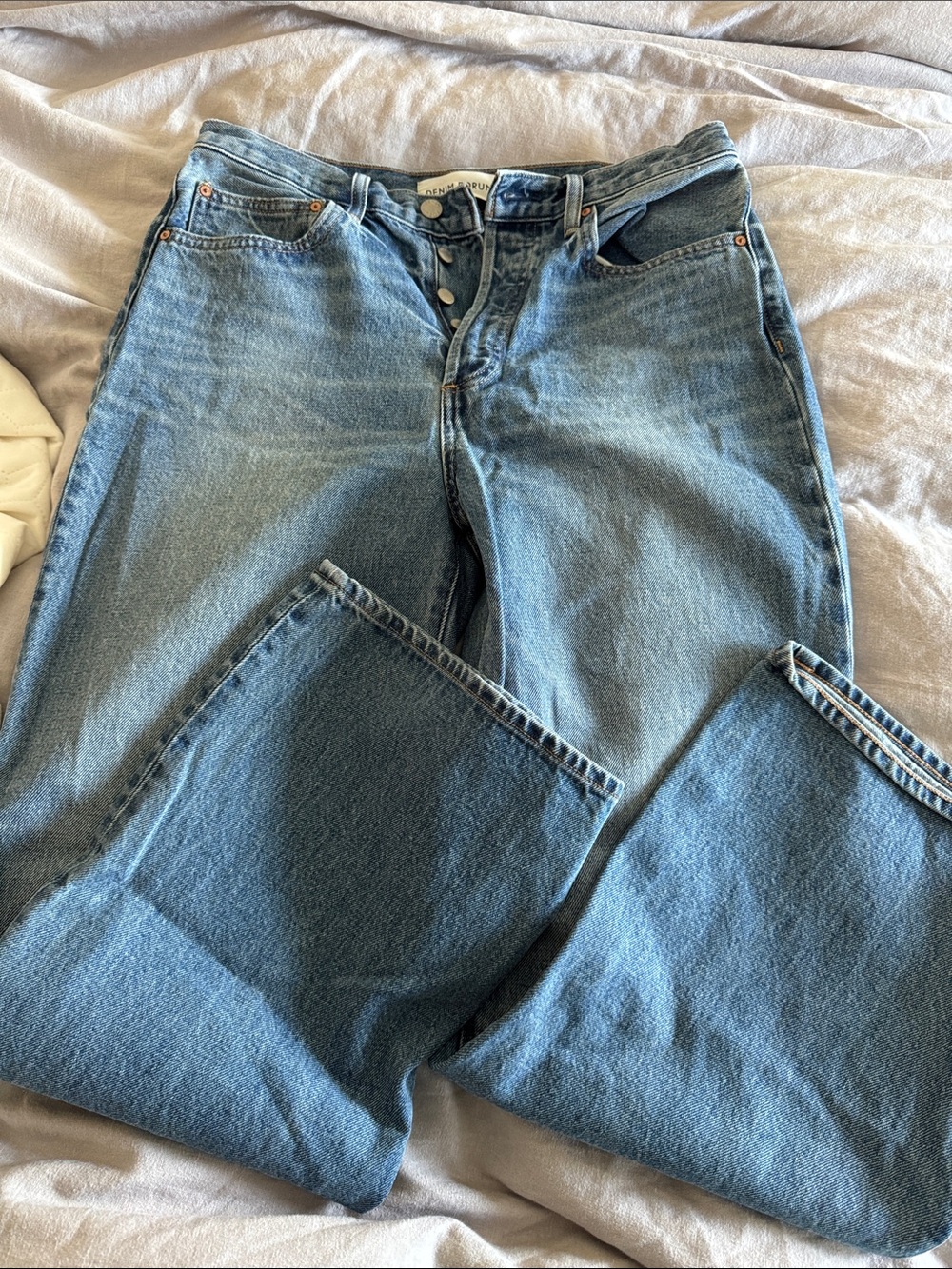 Denim Forum Wide-Leg Blue Denim Jeans